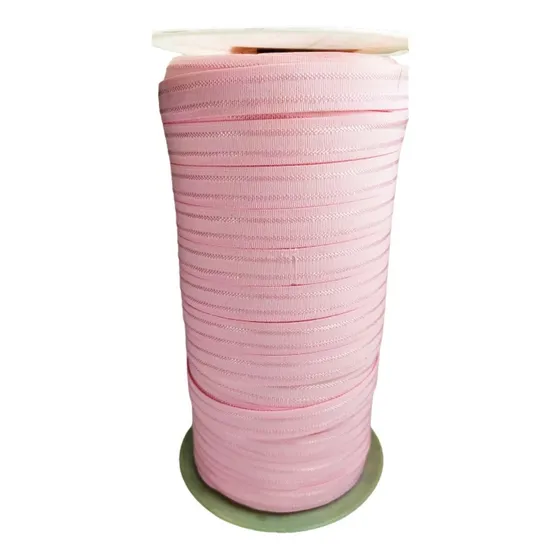 Rollo Elastico Bretel 15 Mm / 100 Mts / Natural Y Rosa Diseño De La Tela Liso