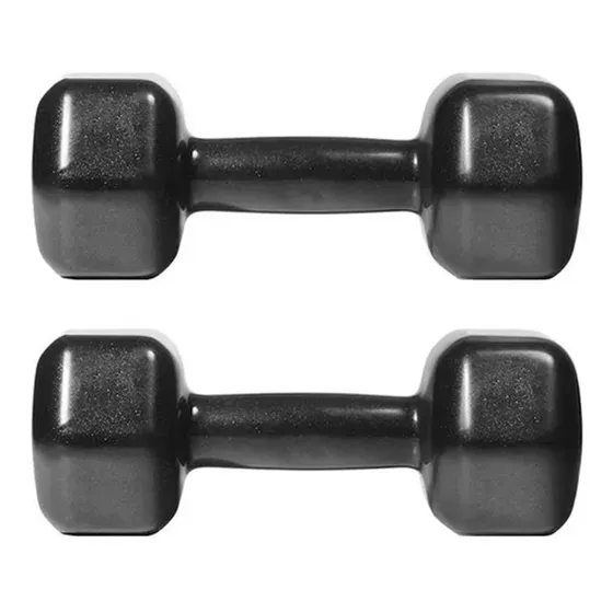 Par De Halteres Emborrachado Sextavado 4 Kg Treino Fitness Cor Preto
