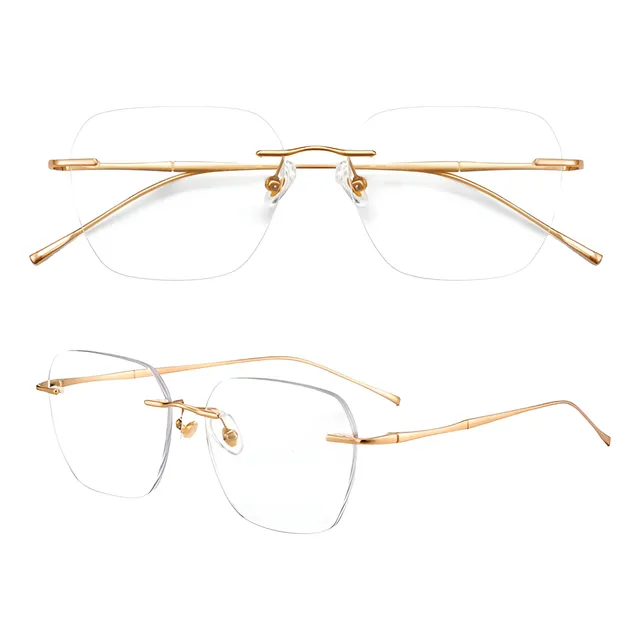 Lentes Titanio Puro 3 Piezas Rectangular-redonda