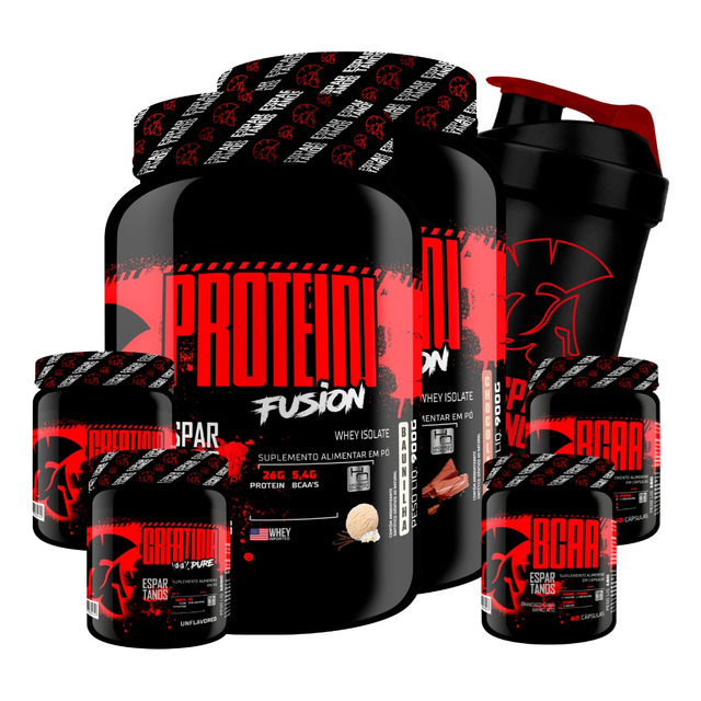 Combo Duplo Whey Fusion + 2x Bcaa + 2x Creatina + Shaker Combo Duplo Whey Fusion + 2x Bcaa + 2x Creatina + Shaker