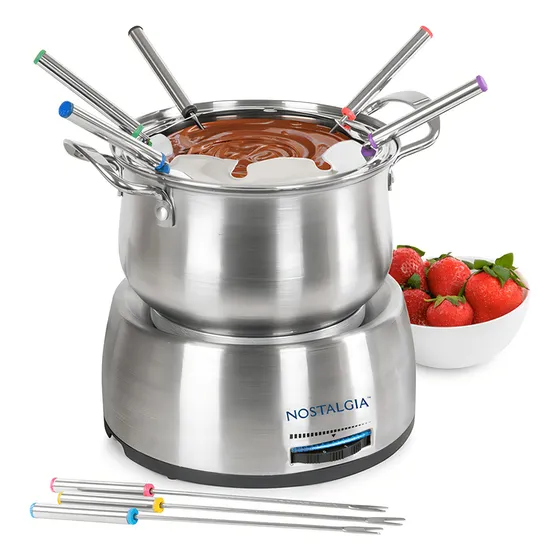 Panela De Fondue Elétrica Nostalgia C/ 8 Garfos Cor Prateado 127V