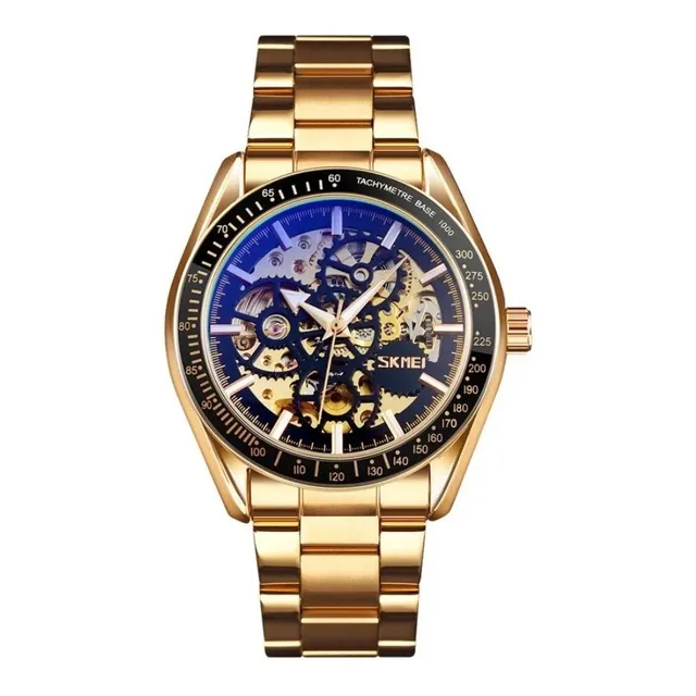 Reloj Skmei 9194 Automatico Dorado Caballeros Correa Metal 