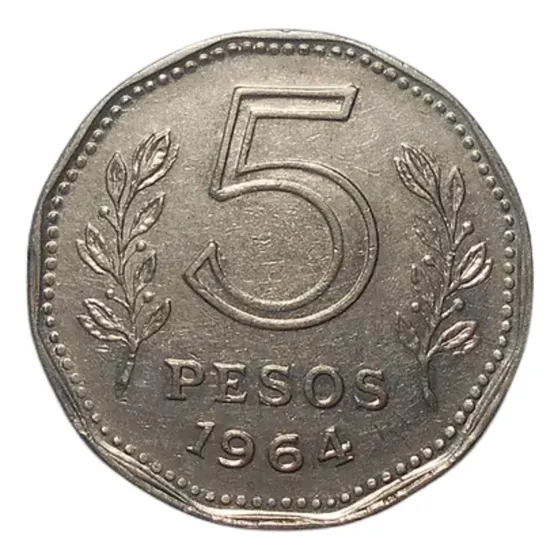 Argentina 5 Pesos 1964 - Fragata Sarmiento - Casi S Circular