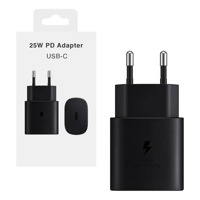 Adaptador Cargador Usb-c Para Samsung Carga Super Rapida 25w Negro
