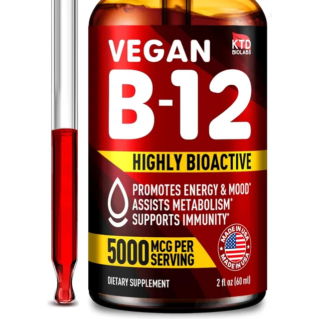 B-12 Vitamina Gotas Para Energía, Estado De Ánimo Y Memoria