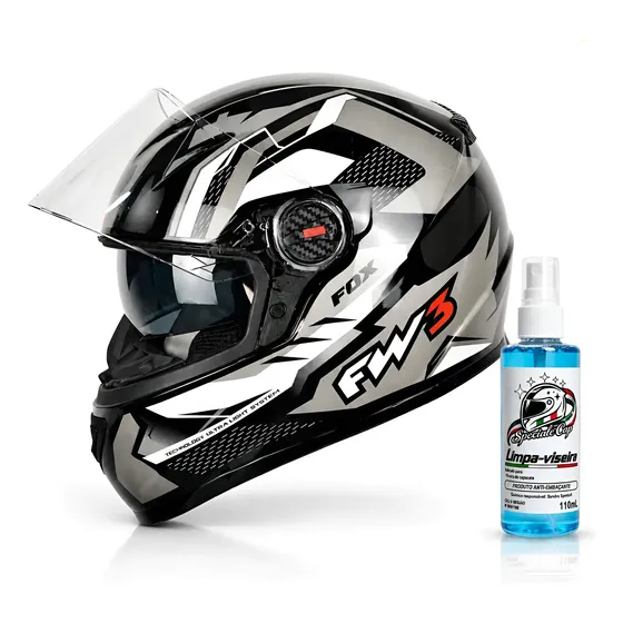 Capacete Gtx Fox Fw3 Com Óculos Solar Interno E Narigueira
