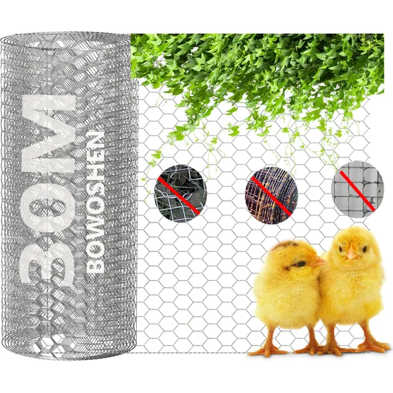 30m Malla De Alambre Hexagonal Bowoshen Galvanizado