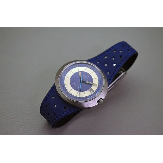 Omega Dynamic Gèneve Vintage Aço Anos 70 Lindo Blue Dial