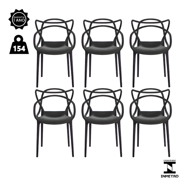 Kit 6 Cadeiras De Jantar Allegra Master Empilhável Polipropileno Waw Design Modelo Allegra... Kit 6 Cadeiras De Jantar Allegra Master Empilhável Polipropileno Waw Design Modelo Allegra...