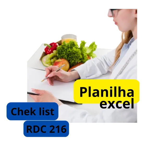 Planilha De Excel Para Check List Rdc 216 Nutricionista