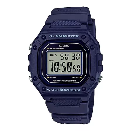 Reloj Pulsera Casio Youth W-218h De Cuerpo Color Azul Hombre Fondo Gris