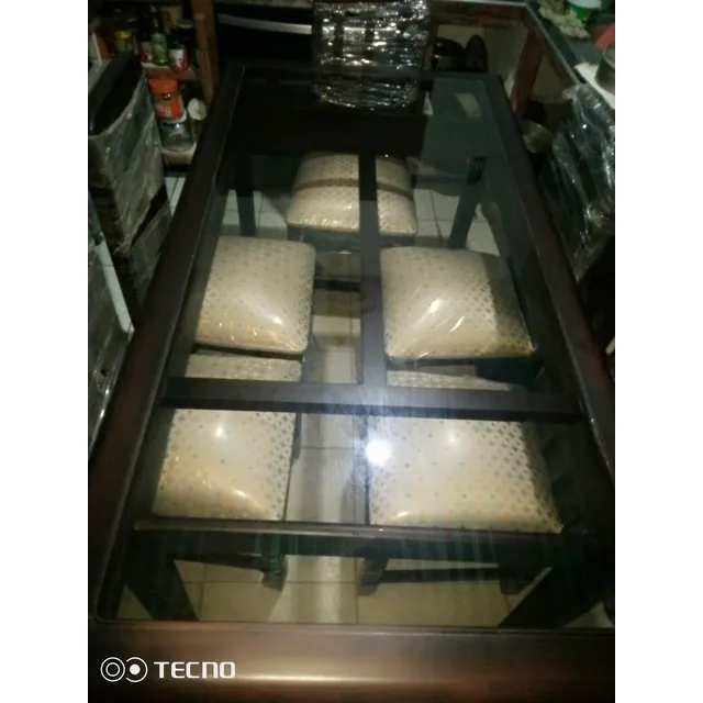 Juego De Comedor De 6 Puestos, Nuevo, Con Vidrio