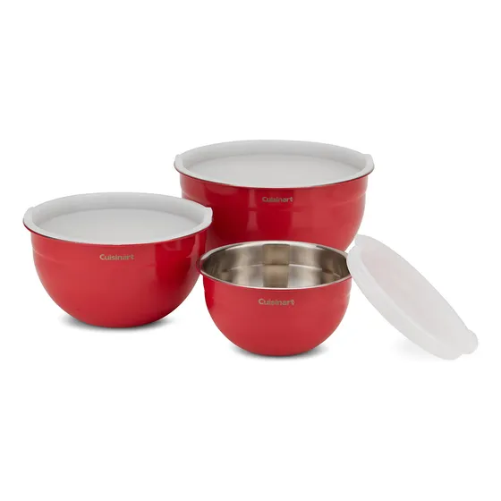 Cuenco Acero Inoxidable Tapa 3 Unidad Color Rojo