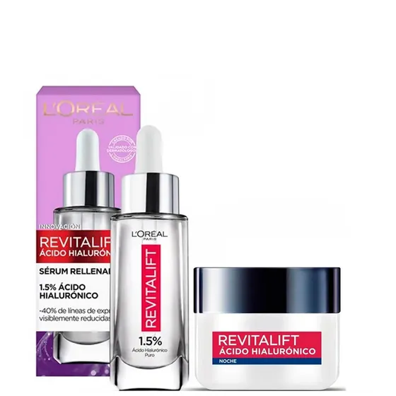 Pack Crema De Noche + Sérum Hialurónico Loreal Paris