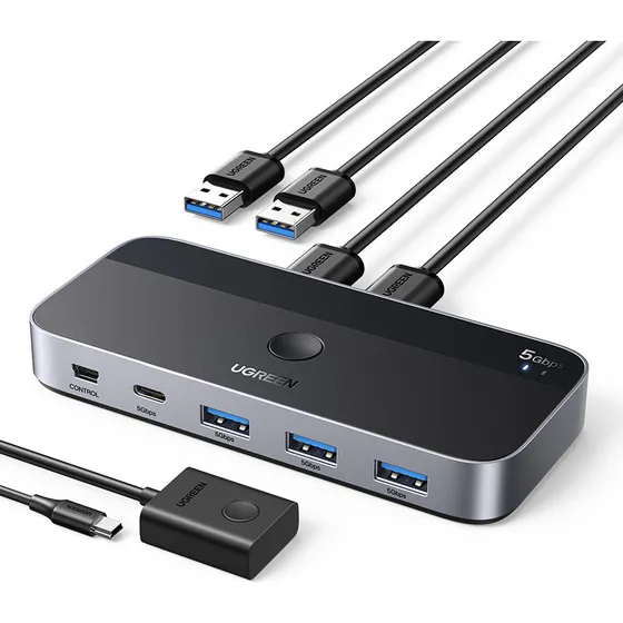 Switch Kvm Usb 3.0 Ugreen De 5 Gbps 2 Em 4 Saídas Para Pc