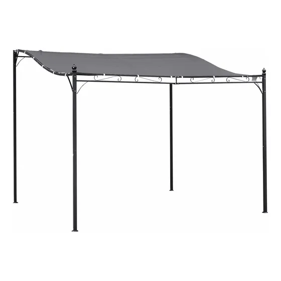 Pergola Gazebo Patio Jardín Aire Libre Acero Gris 117 PuLG