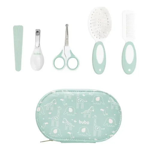 Kit Cuidado Higiene Do Bebê Com Estojo Completo Cor Verde
