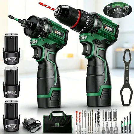 Kit Chave De Impacto E Parafusadeira Kilian Ethan Brushless Com 3 Baterias E Acessórios Profissionais Verde-escuro 127/220v 50 Hz/60 Hz