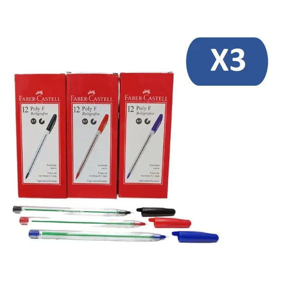 Bolígrafo Faber Castell Poly F X 12 Und