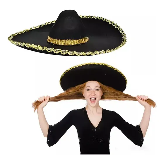 Chapéu Mexicano Autêntico Charro Mariachi Fiesta 2 Peças