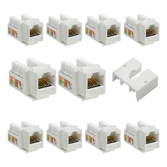 10 Conectores Rj45 Jack Keystone Cat6 Hembra De 90 Grados