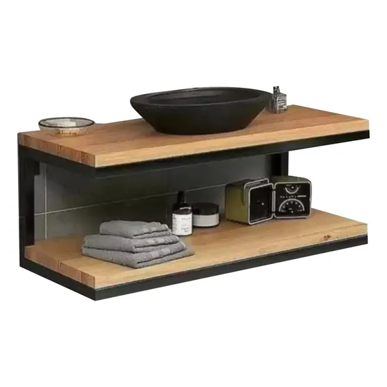 Vanitory Industrial Flotante Hierro/pino