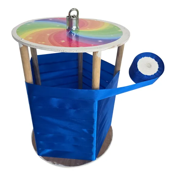 Piñata Giratoria De Madera Sólida + Listón 20 Metros 40x32cm Color Azul Arcoíris Tamaño De La Piñata Grande