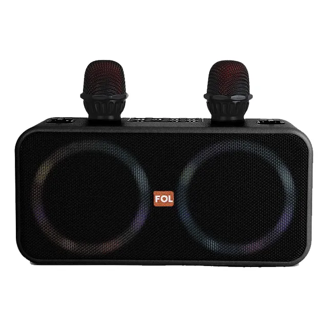 Bocina Karaoke Portátil Bluetooth 2 Microfonos Fs-s219 Negro