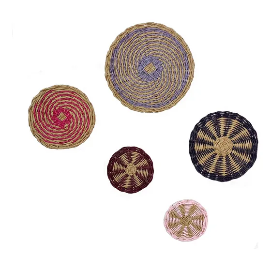 Pack 5 Cestas De Pared Planas Cuadros Decorativos Rústicos