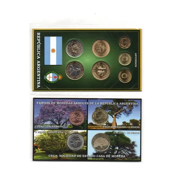 Set 2 Blister Monedas Argentina Pesos Convertibles Y Arboles