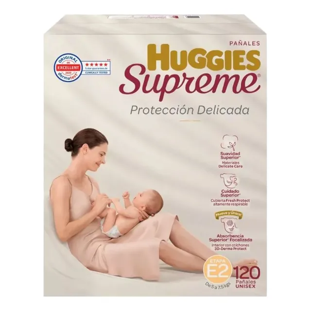 Pañales Huggies Supreme Platino Etapa 2 Caja 120pzs Unisex Género Sin género Talla Etapa2 5 a 7.5kg