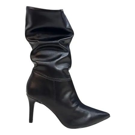 Bota Vizzano 3112.101 Cano Médio Drapeado Salto Fino 8cm Preto 37 Br