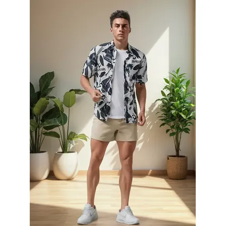 Traje De Hombre Con Camisa Suelta De Playa Hawaiana