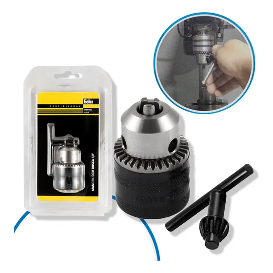 Mandril Med. 3/8 Com Chave - 1.5 A 10mm - Rosca 3/8 X 24 Unf