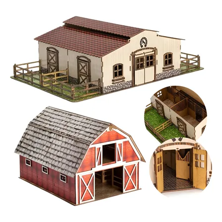 Celeiro E Estábulo Mini Fazendinha Em Mdf Adesivo