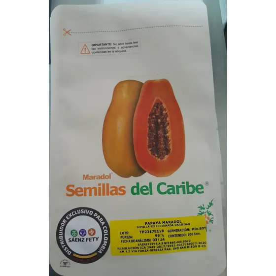 Sobres 100 Semillas Maradol Roja Original Marca Mexicana