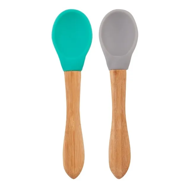 Cucharas Silicona Bebé Mango Bambú X2 Minikoioi Scoops