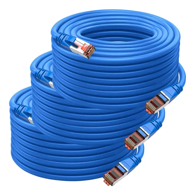 Cables Router, Mxeuh-003, 3pzas, 25m, Azul, 1gbps, Cat6, Rj4