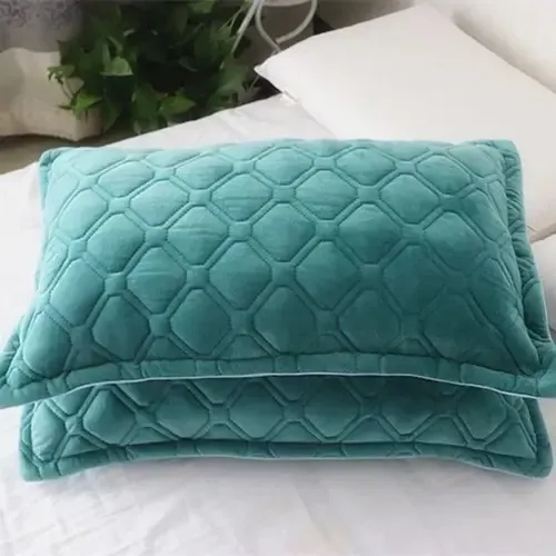 Funda Haiton Liso Bordado Tk-020 Para Almohada Color Turquesa Diseño Lisa De 75 X 50Cm 2 Unidades