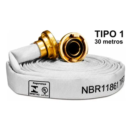 Mangueira de Incêndio O.T Tipo 1, 30m, para Uso Predial com União de Latão 1.1/2" Certificada INMETRO