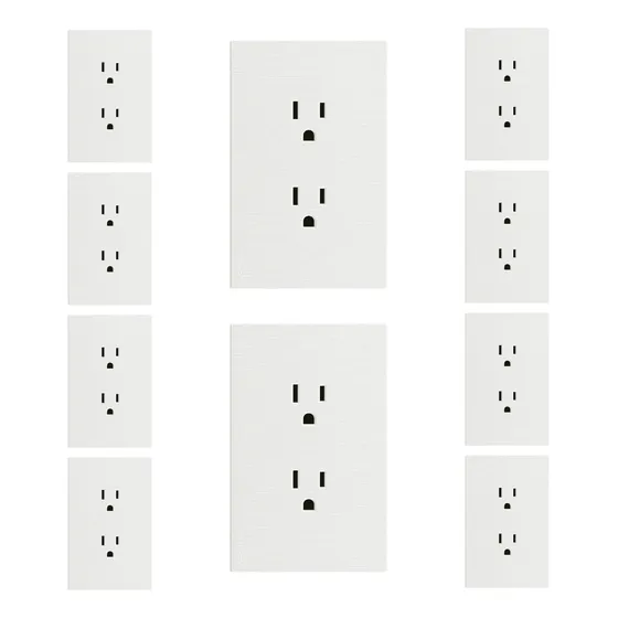 Paquete Con 10 Placas Planas Con Contacto Duplex Lucek Flat 16 A 250v Blanco