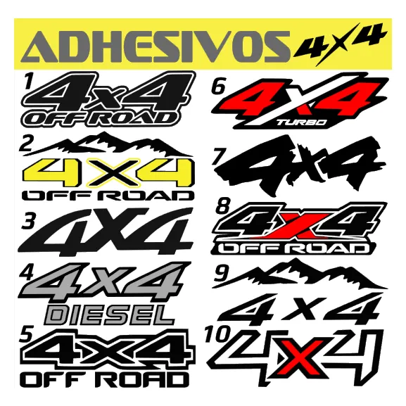 Sticker Adhesivo 4x2 Y 4x4 Generico Estandar Para Camionetas