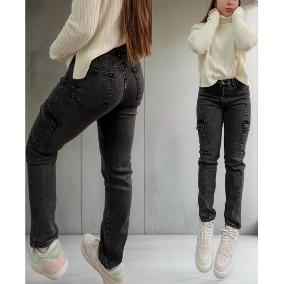 Jean Noir Cargo Con Licra