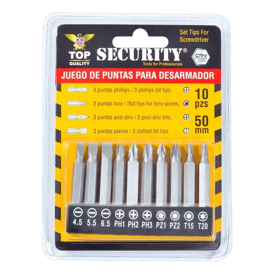 Juego De Puntas Adaptador  X 10 Piezas Security