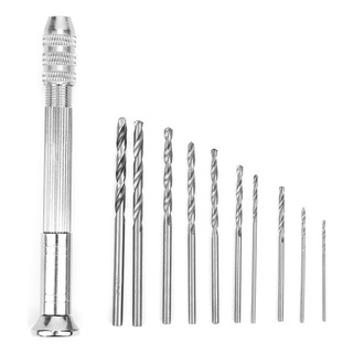 Minitaladro Manual De Plata + 10 Brocas Diferentes Minitaladro Manual De Plata + 10 Brocas Diferentes