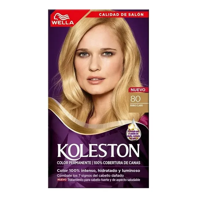 2 Pza Tinte Para Cabello Koleston 80 Rubio Claro
