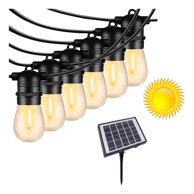 Luces Guirnalda Exterior Panel Solar 10m 20 Focos