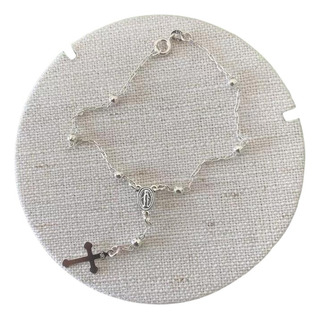 Pulseira Prata 925 Terço Com Cruz Pulseira Prata 925 Terço Com Cruz