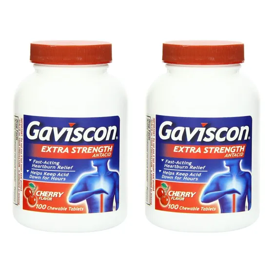 2 Pack Gaviscon Tabletas Masticable Cereza Extra Fuerte