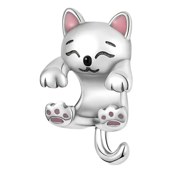 Dije Colgante Charm Para Pulsera Pandora Gielgy Gatito 014 Color Plateado